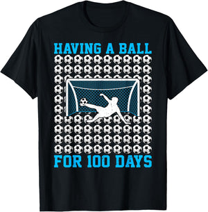 100 Days Of School Soccer 100th Day Of School For Boys Kids T-Shirt - T-Shirt | Black