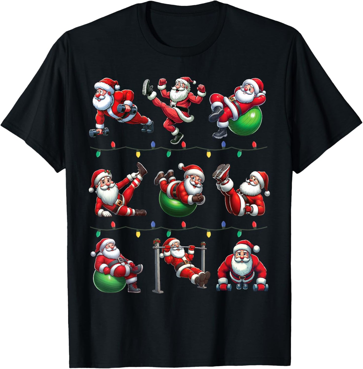 Santa Fitness Collection Gym Workout Weightlifting Christmas T-Shirt - T-Shirt | Black