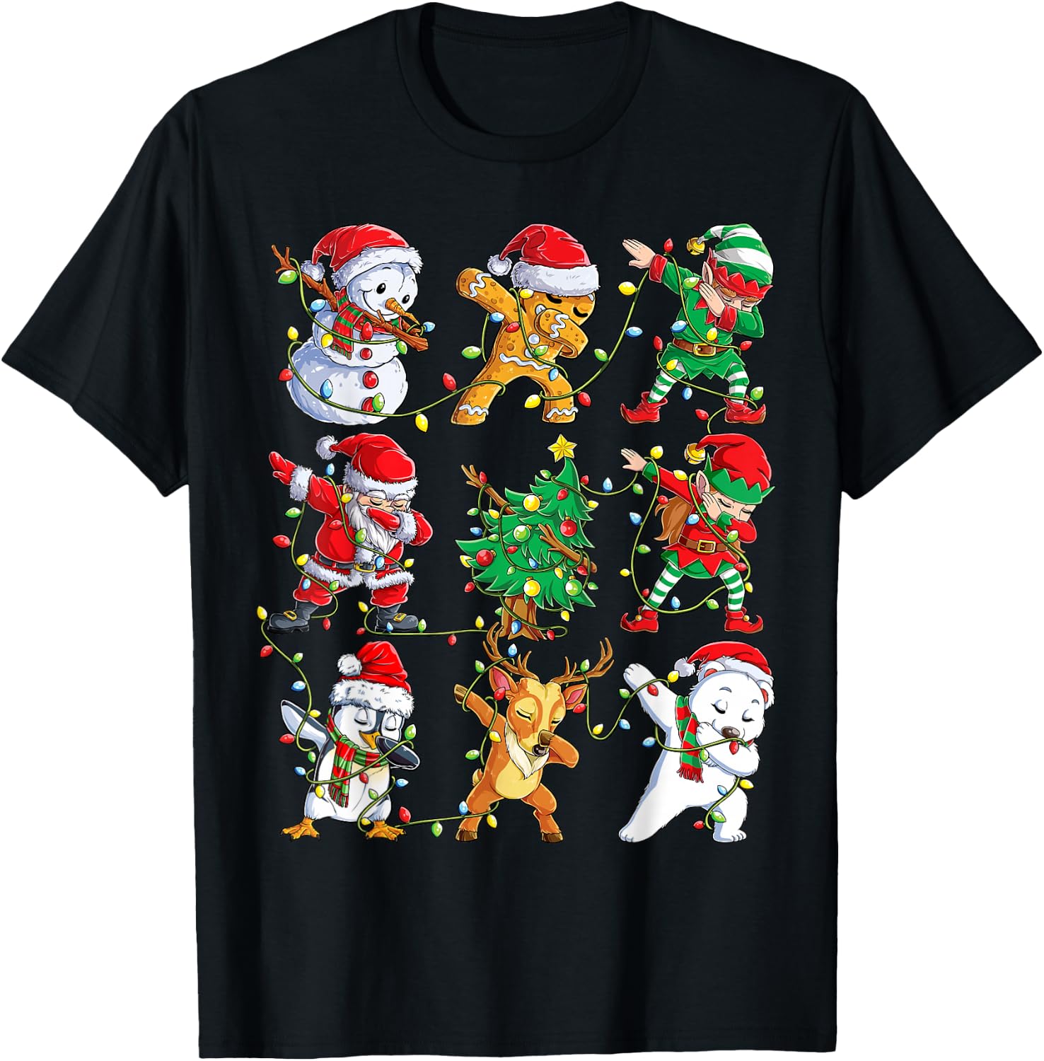 Christmas Dabbing Santa Elf Friends Boys Girls Men Xmas Dab T-Shirt - T-Shirt | Black