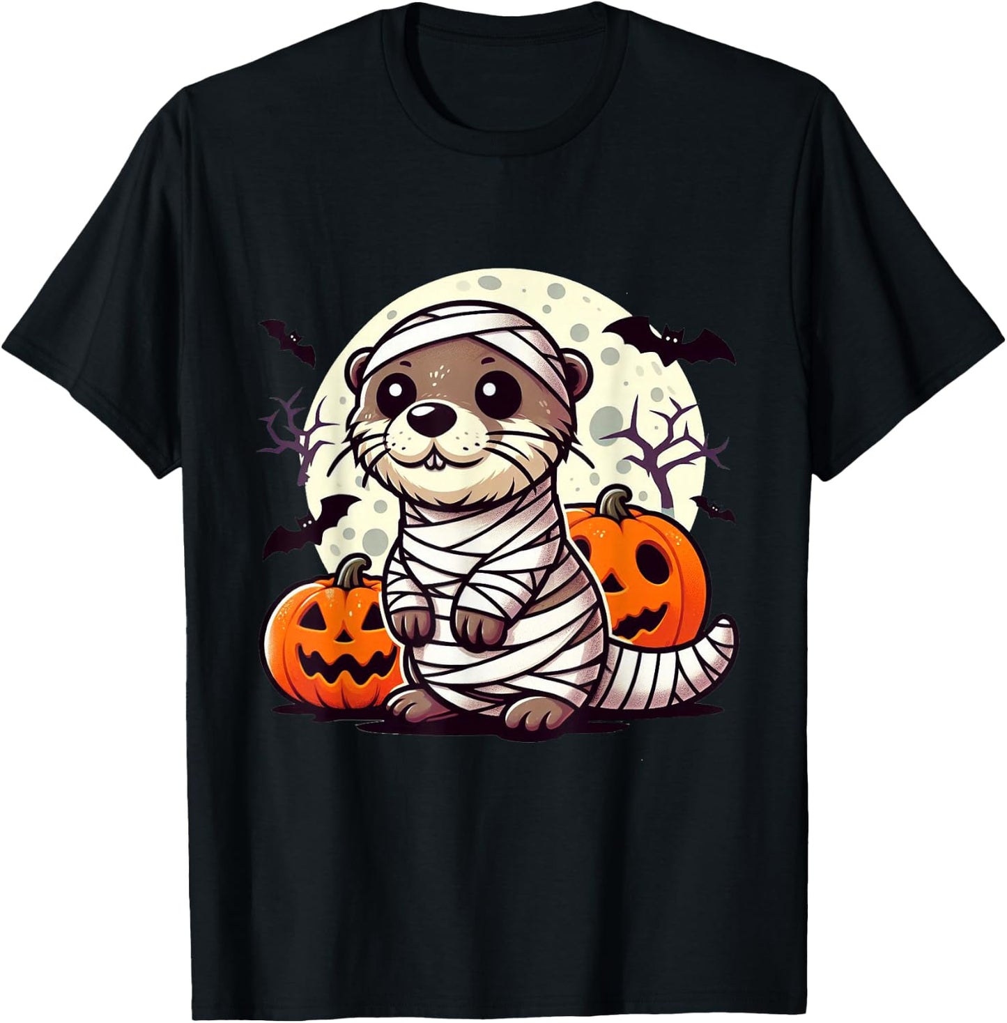 spooky Otter mummy T-Shirt - T-Shirt | Black