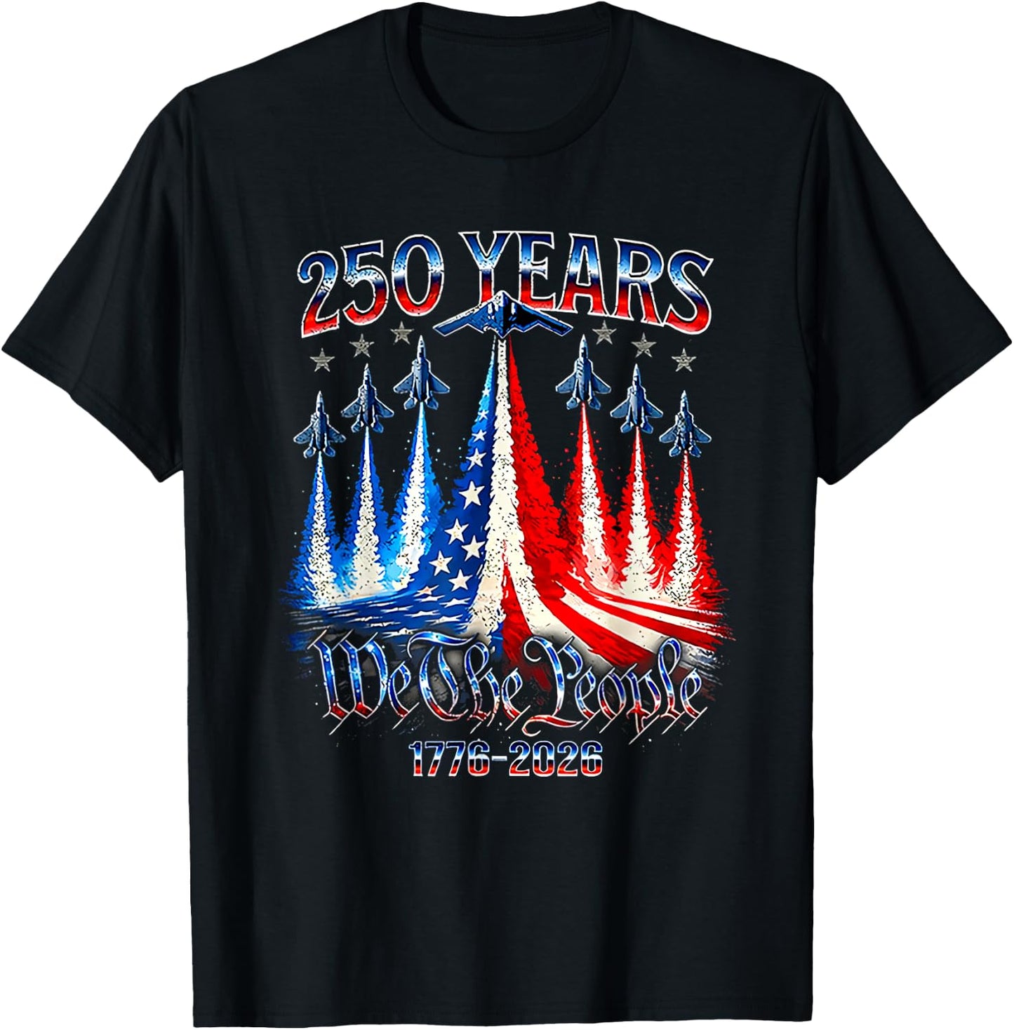 250th Anniversary 250 Year America Freedom Air Jets T-Shirt - T-Shirt | Black