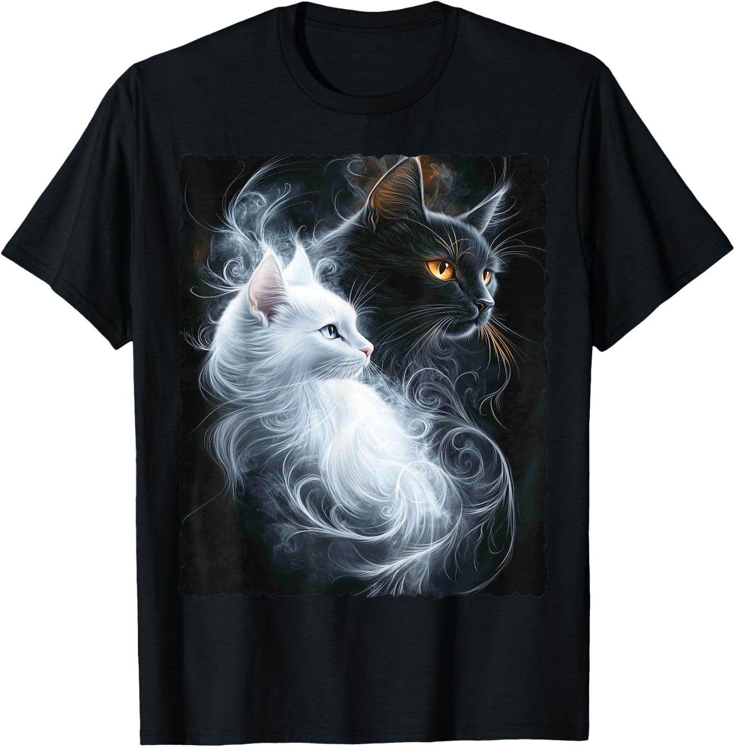 Süße magische Katze Kätzchen Kitten Fantasy Kunst T-Shirt - T-Shirt | Black