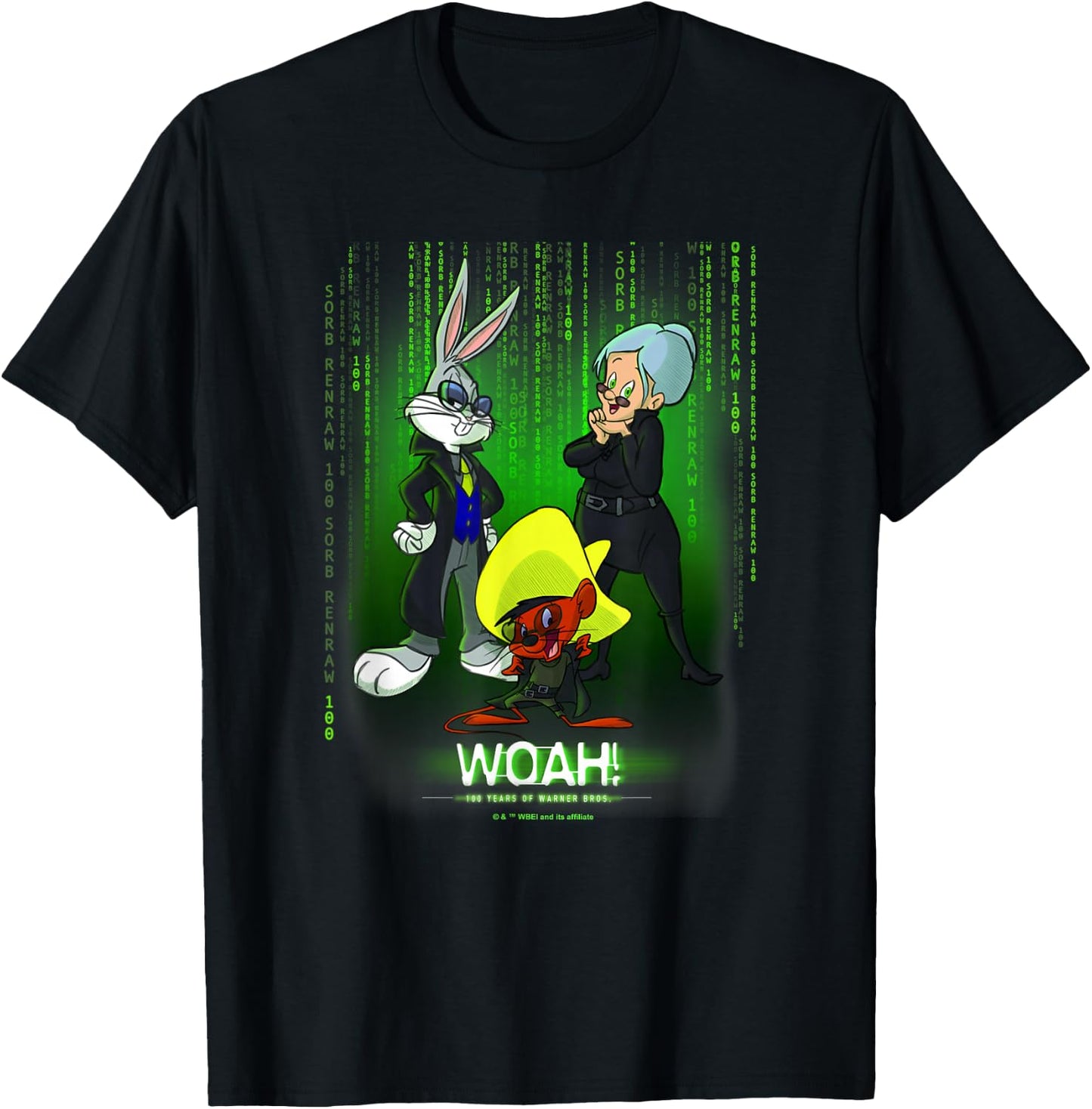 WB 100 Looney Tunes Classic Woah! Matrix Poster T-Shirt - T-Shirt | Black