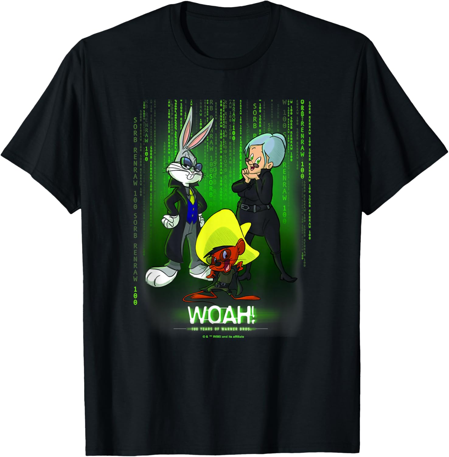 WB 100 Looney Tunes Classic Woah! Matrix Poster T-Shirt - T-Shirt | Black