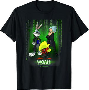 WB 100 Looney Tunes Classic Woah! Matrix Poster T-Shirt - T-Shirt | Black