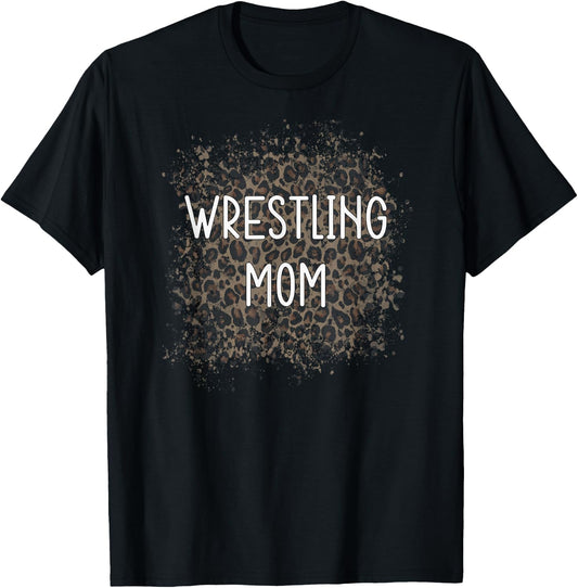 Wrestling Mom Wrestler Wrestling Mom Gift Leopard T-Shirt - T-Shirt | Black