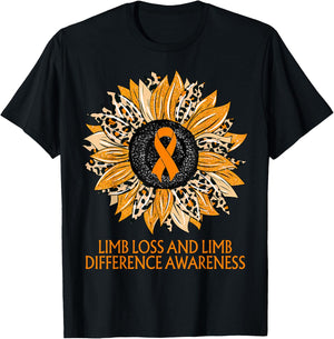 Leopard Sunflower Limb Loss and Limb Difference Awareness T-Shirt - T-Shirt | Black