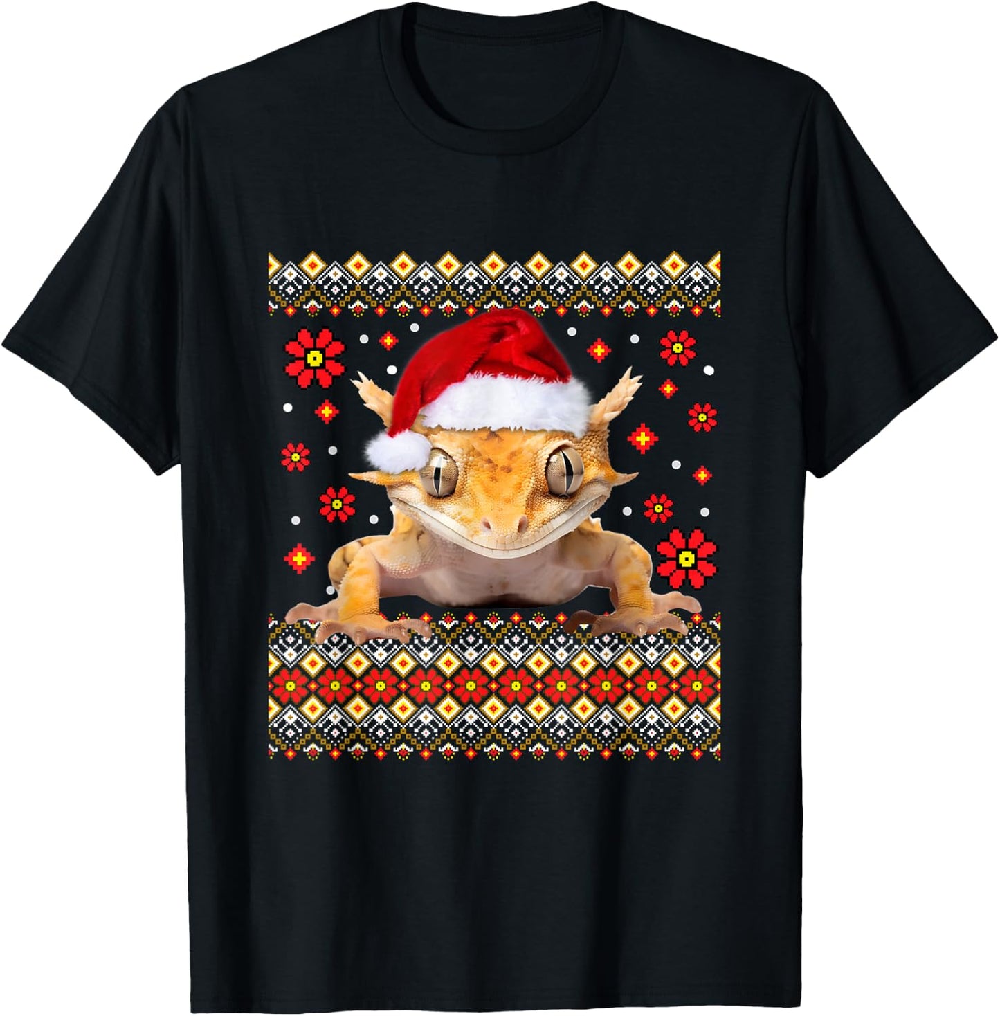 Crested Gecko Ugly Christmas Sweater T-Shirt - T-Shirt | Black
