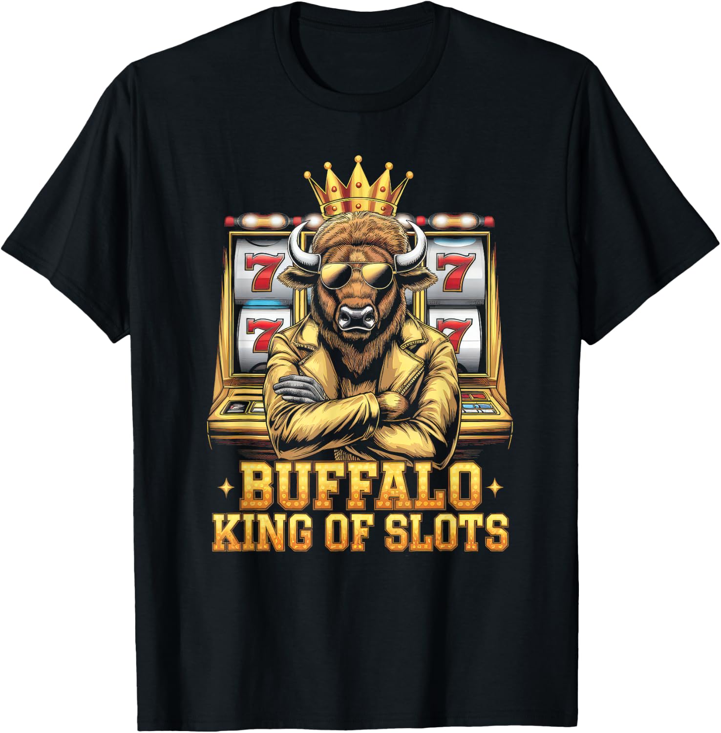 Lucky Buffalo Casino Slot Machine Gambling Gift Gambler T-Shirt - T-Shirt | Black