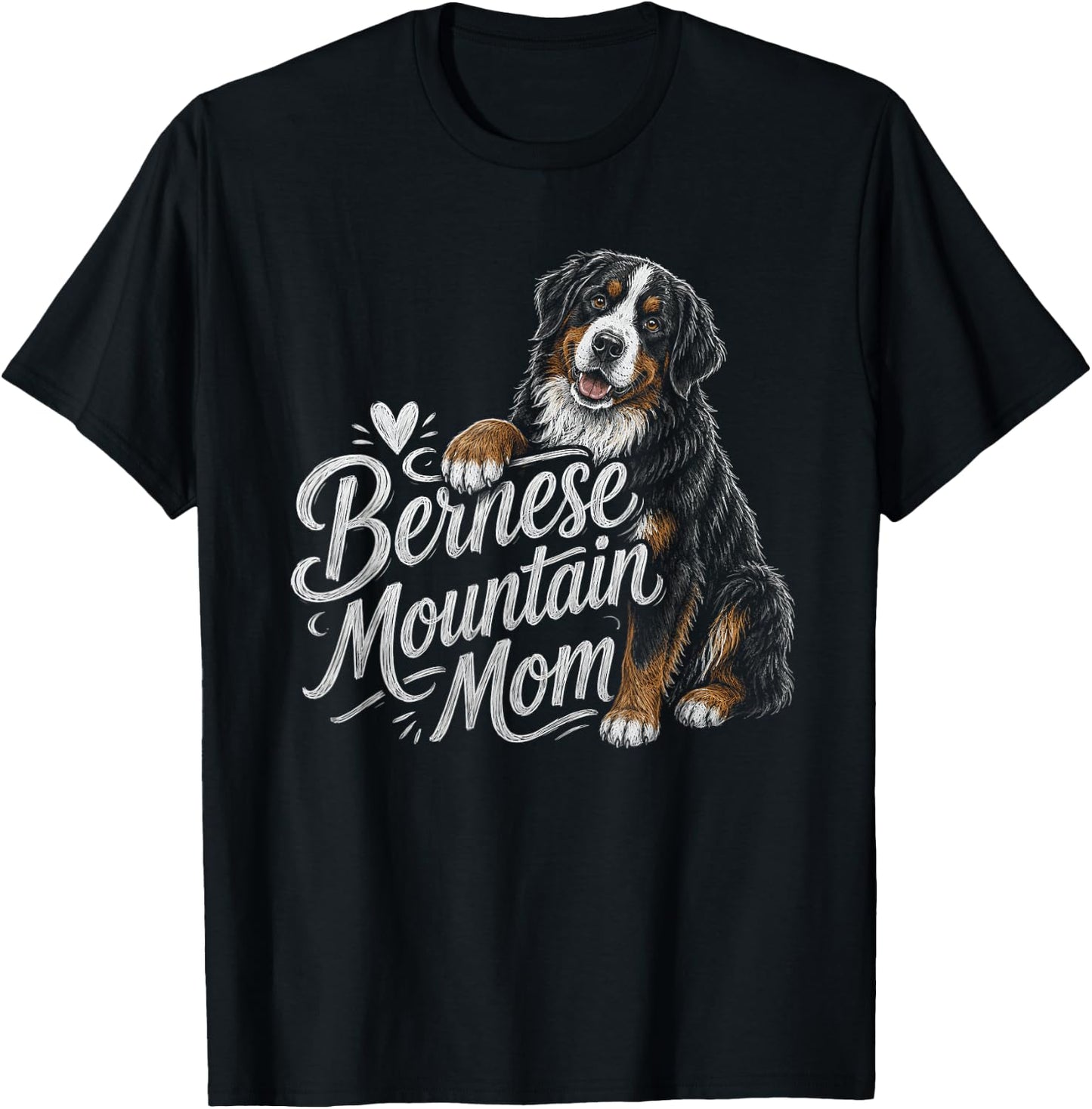 Bernese Mountain Mom Dog Artwork Design T-Shirt - T-Shirt | Black