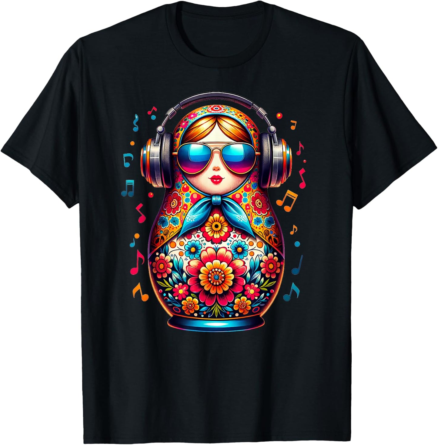 Russian Matroschka Musik Russland Russische Matrjoschka T-Shirt - T-Shirt | Black