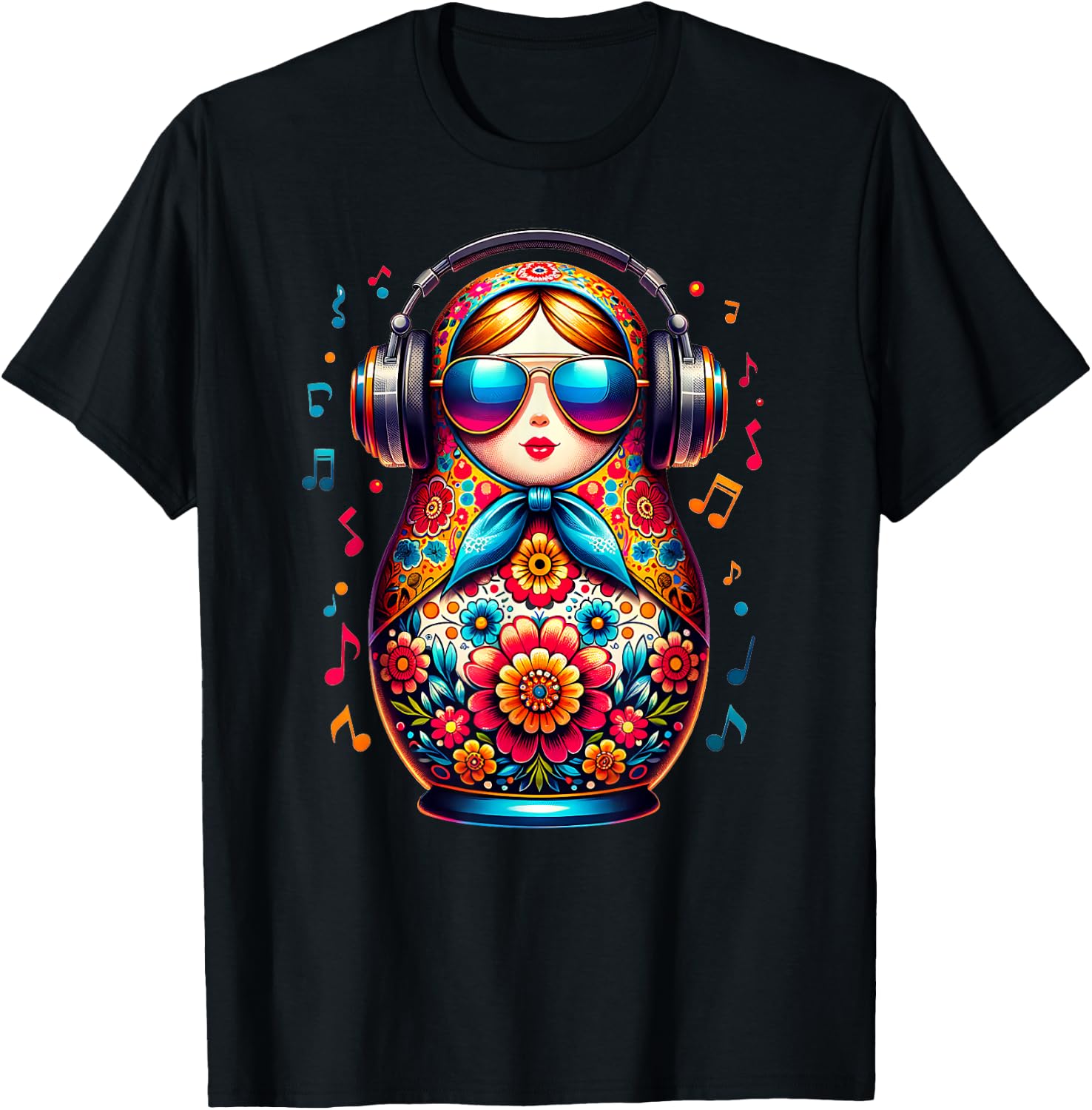 Russian Matroschka Musik Russland Russische Matrjoschka T-Shirt - T-Shirt | Black