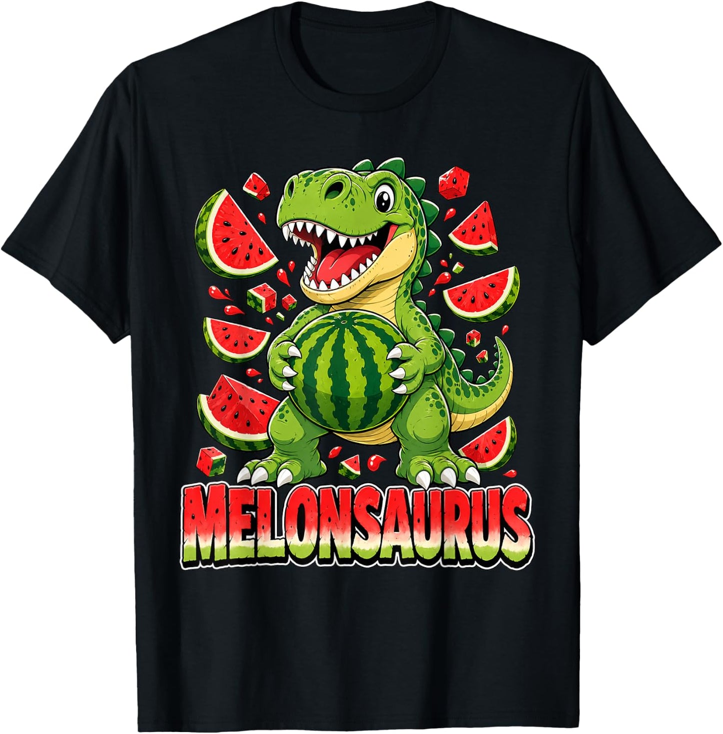 Melonasaurus Dinosaur Watermelon Dino Melonsaurus Watermelon T-Shirt - T-Shirt | Black