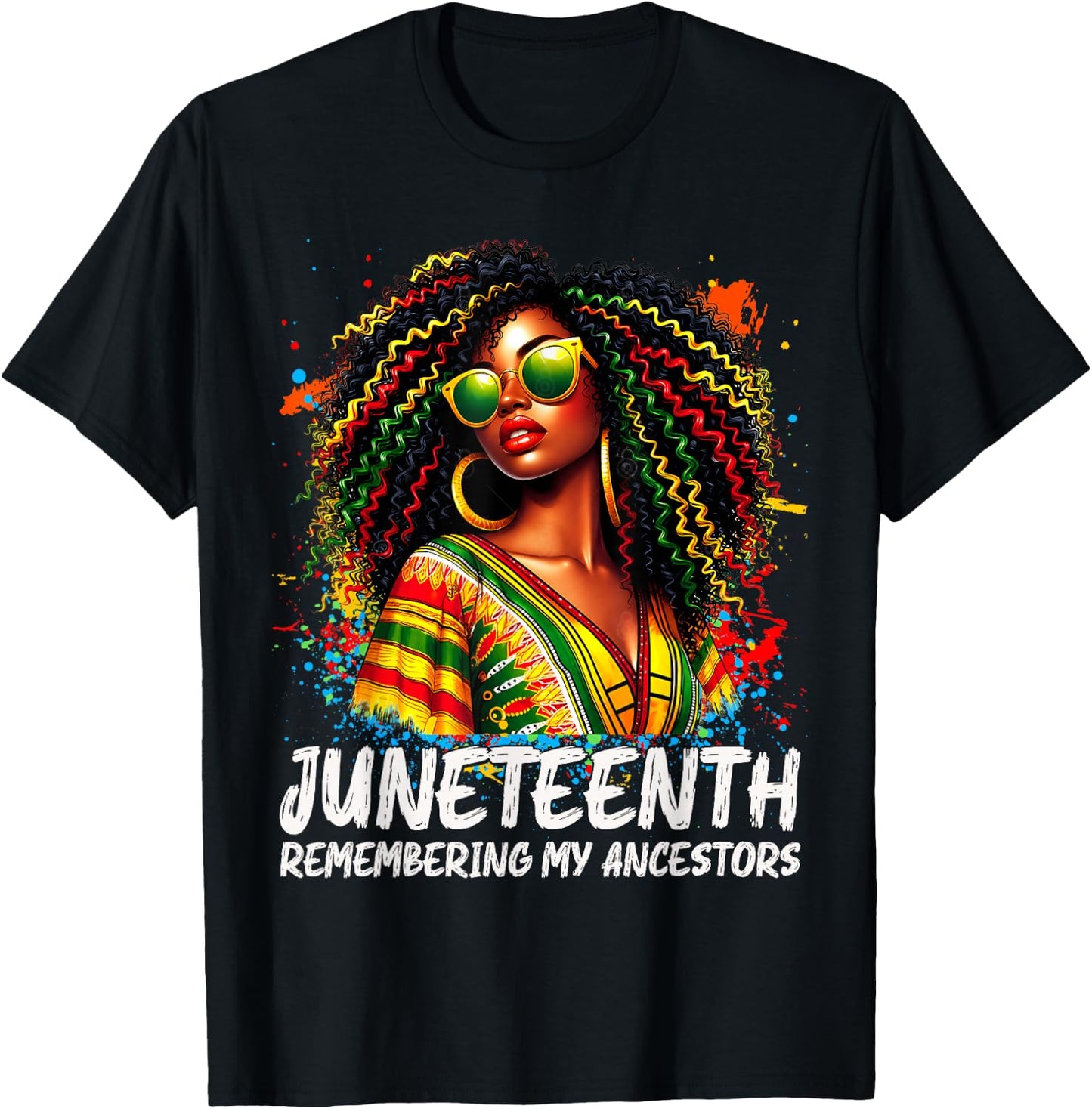 Juneteenth Remembering My Ancestors Natural Hair Black Women T-Shirt - T-Shirt | Black
