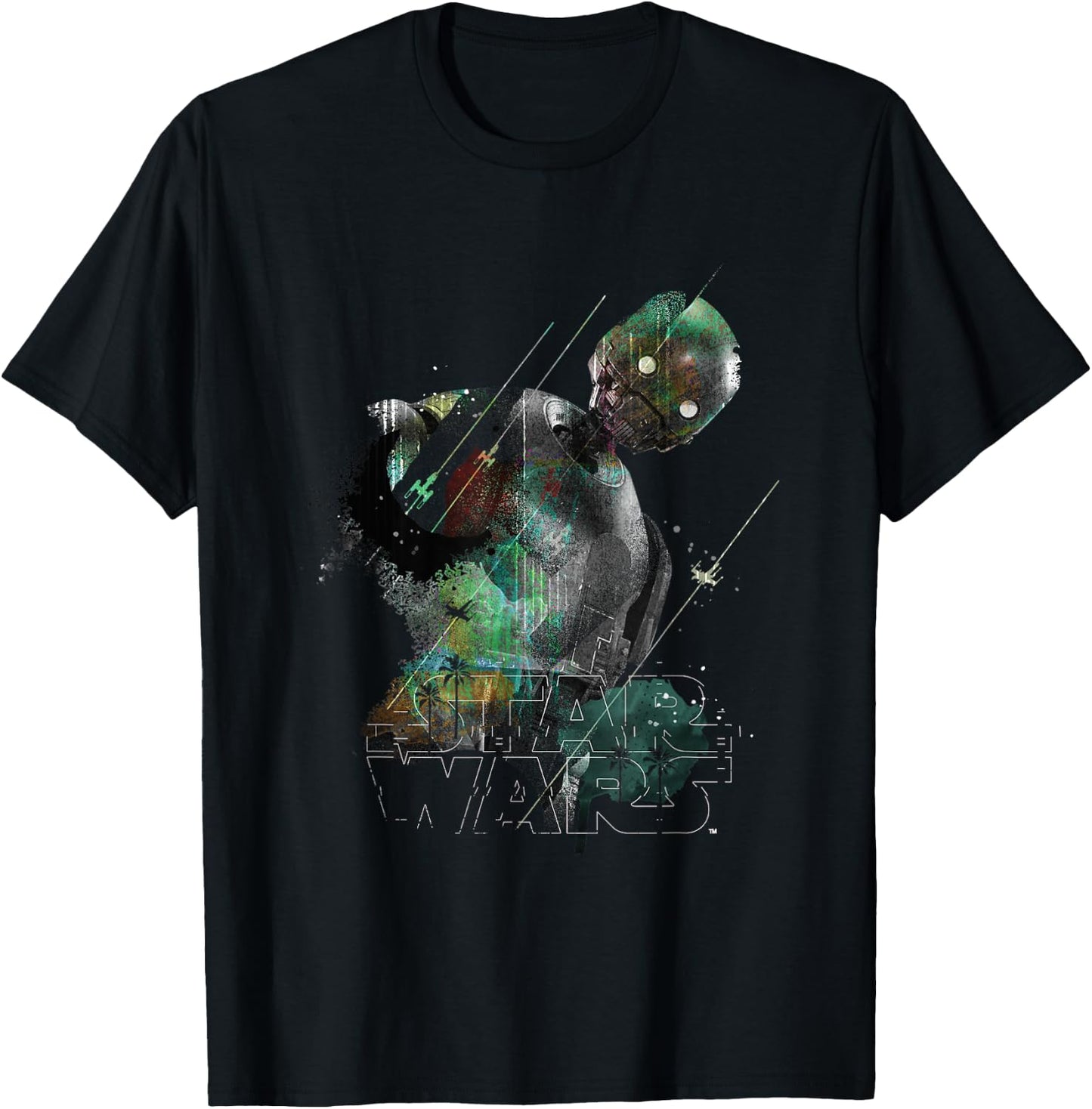 Star Wars Rogue One Iconic K2SO Paradise Big Chest Poster T-Shirt - T-Shirt | Black