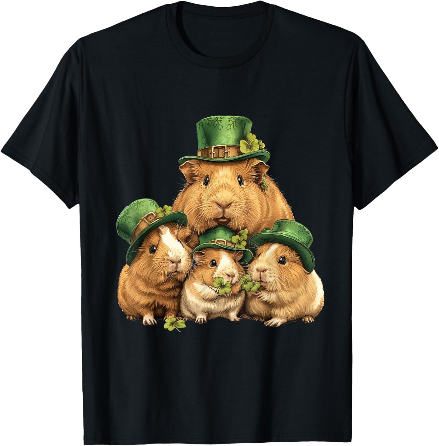 Guinea Pig St Patricks Day Irish Green St Paddys Themed Cute T-Shirt - T-Shirt | Black