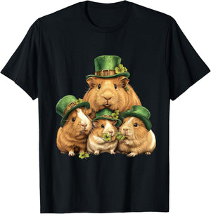 Guinea Pig St Patricks Day Irish Green St Paddys Themed Cute T-Shirt - T-Shirt | Black