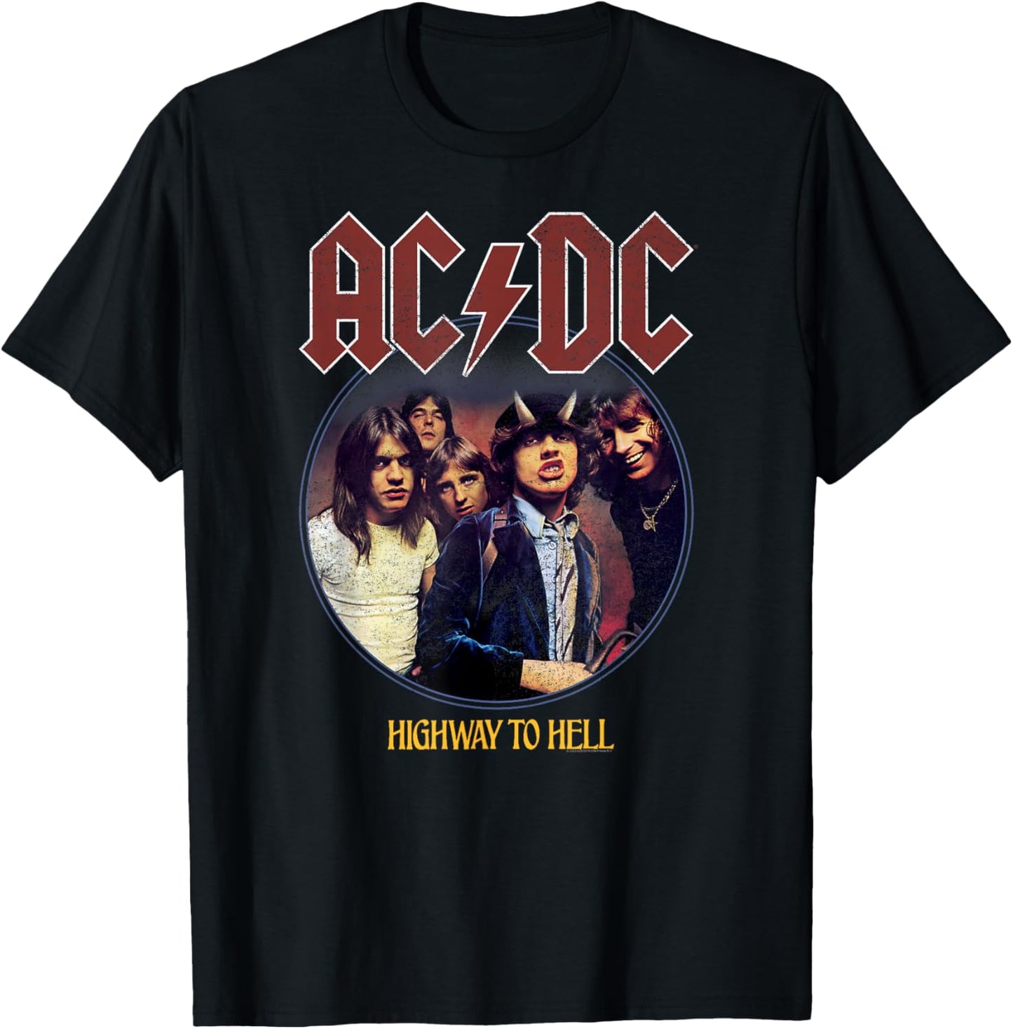 Official AC/DC Highway to Hell Circle Rock Music Band T-Shirt - T-Shirt | Black