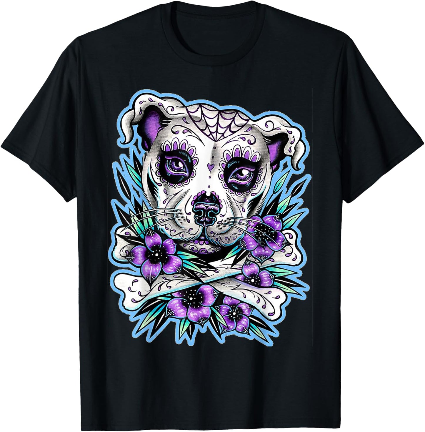 Pitbull Dog Sugar Skull for lovers Dogs Women T-Shirt - T-Shirt | Black