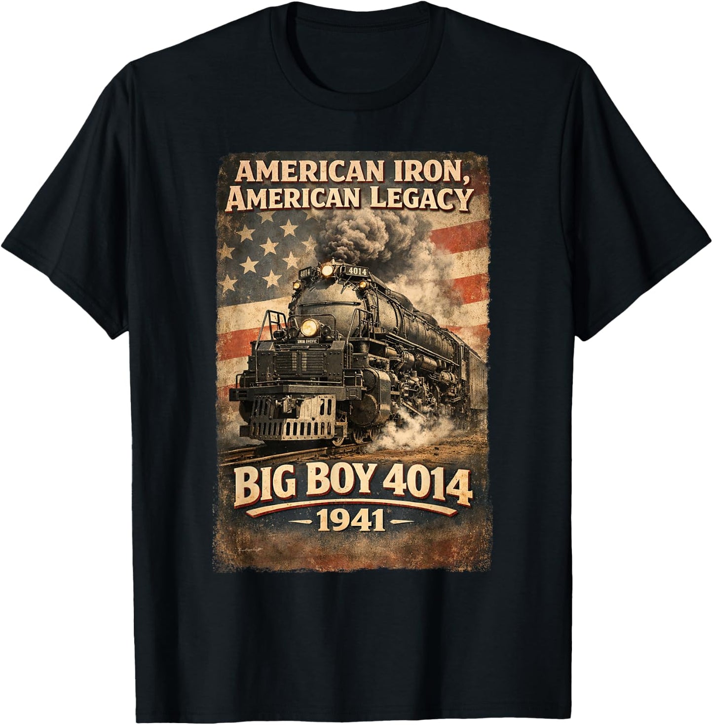 Big Boy 4014 Vintage Steam Locomotive Railroad Train Engine T-Shirt - T-Shirt | Black