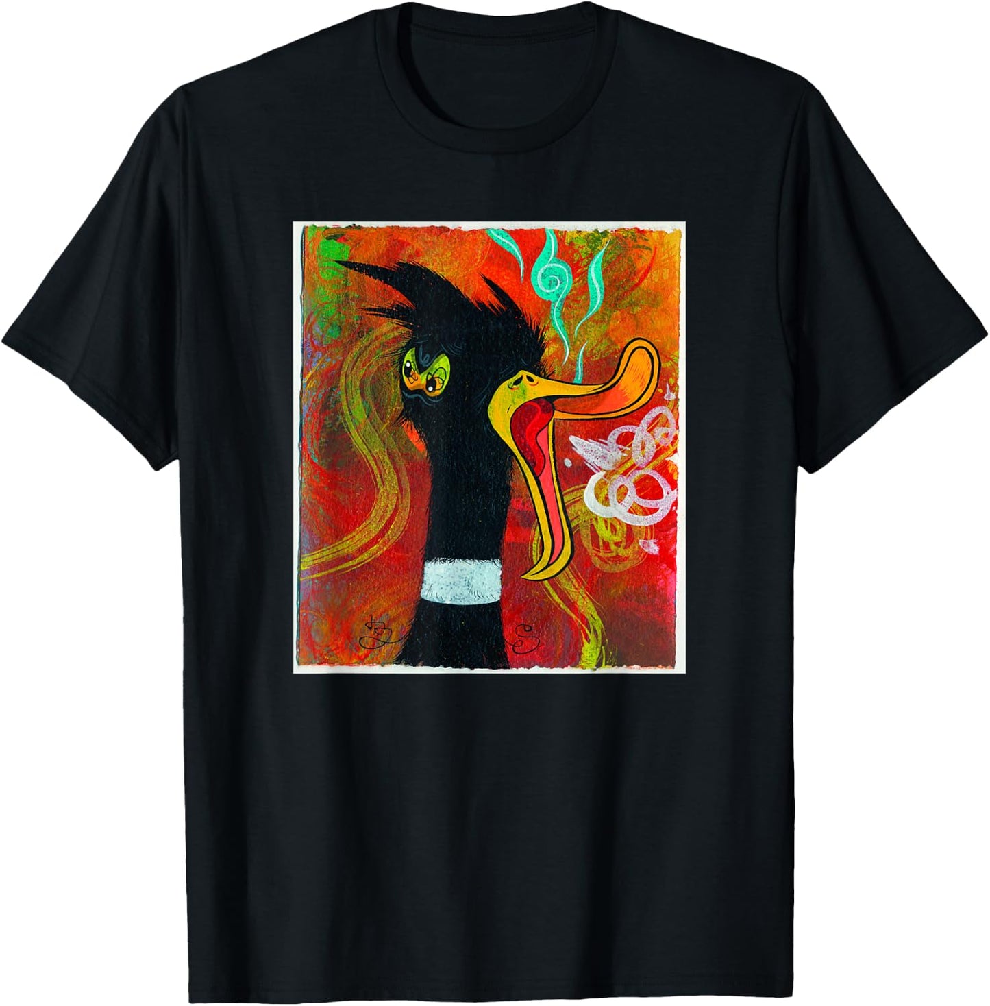 WB100 Looney Tunes Daffy Duck Picasso Side Eye Art T-Shirt - T-Shirt | Black
