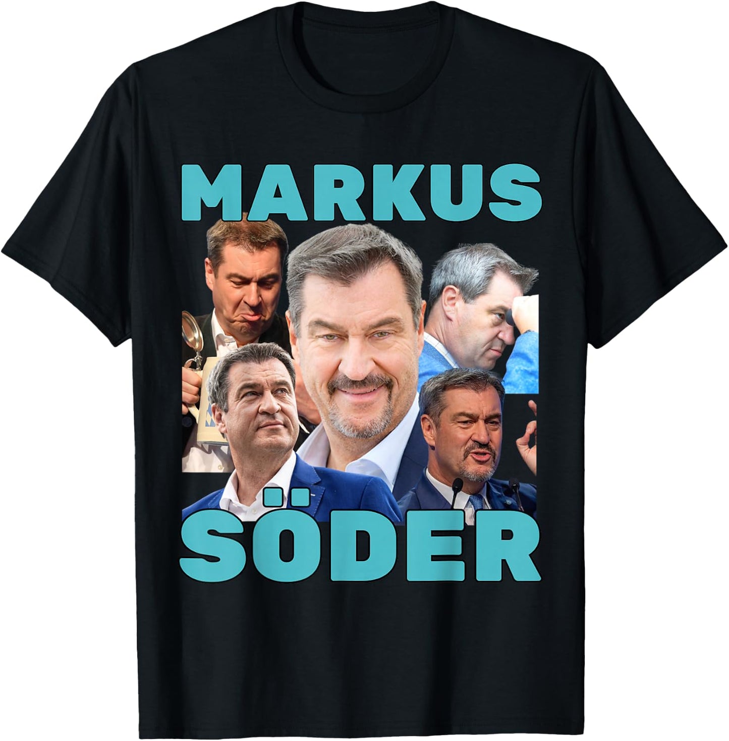 Markus Söder Fan Merch Blue , black T-Shirt - T-Shirt | Black