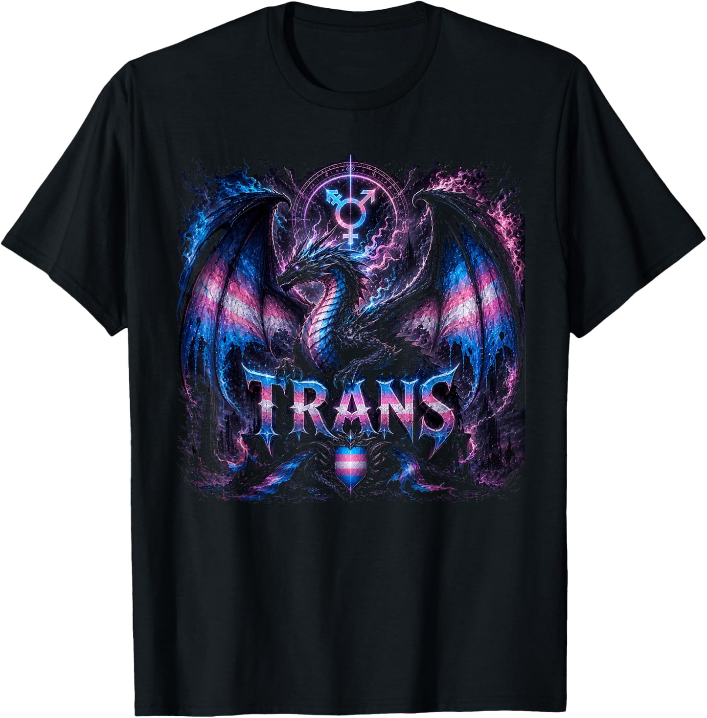Trans Dragon Cute Fantasy Castle Tower Trans Rights Women T-Shirt - T-Shirt | Black
