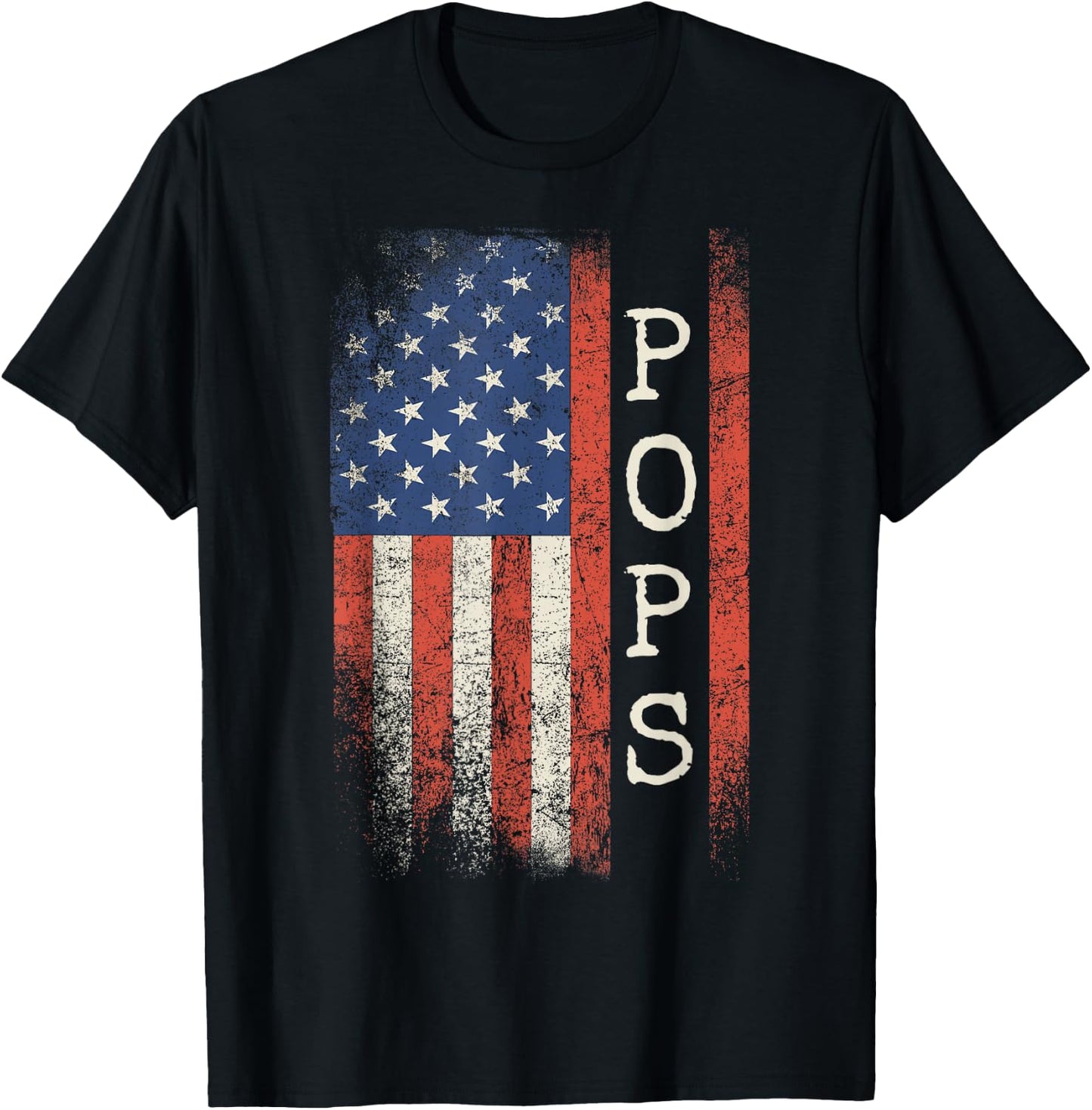 Pops American Flag Patriotic USA Vintage T-Shirt - T-Shirt | Black