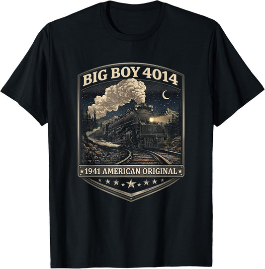 Big Boy 4014 Train Engineer Steam Train Conductor American T-Shirt - T-Shirt | Black