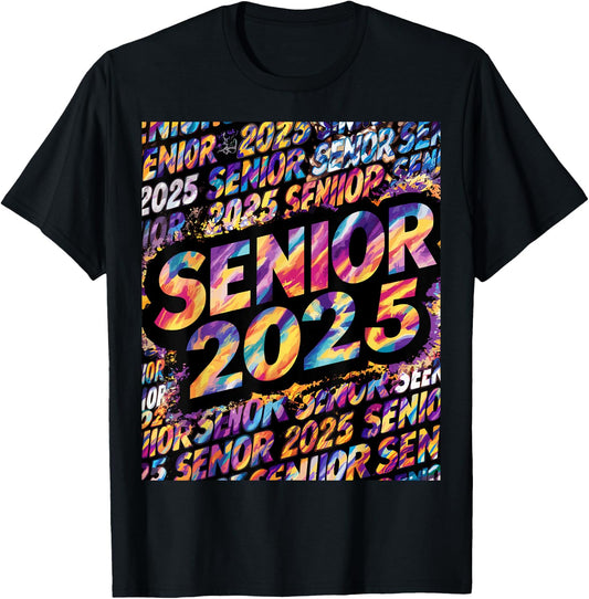 Senior 2025 Shirt Class of 2025 Tie Dye Senior 25 Graduation T-Shirt - T-Shirt | Black