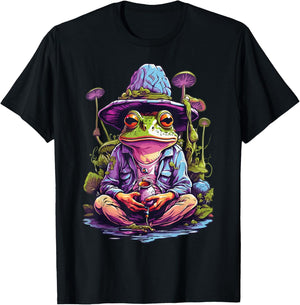 Frog Psychedelic Art Goa Trance Trippy Design , black T-Shirt - T-Shirt | Black