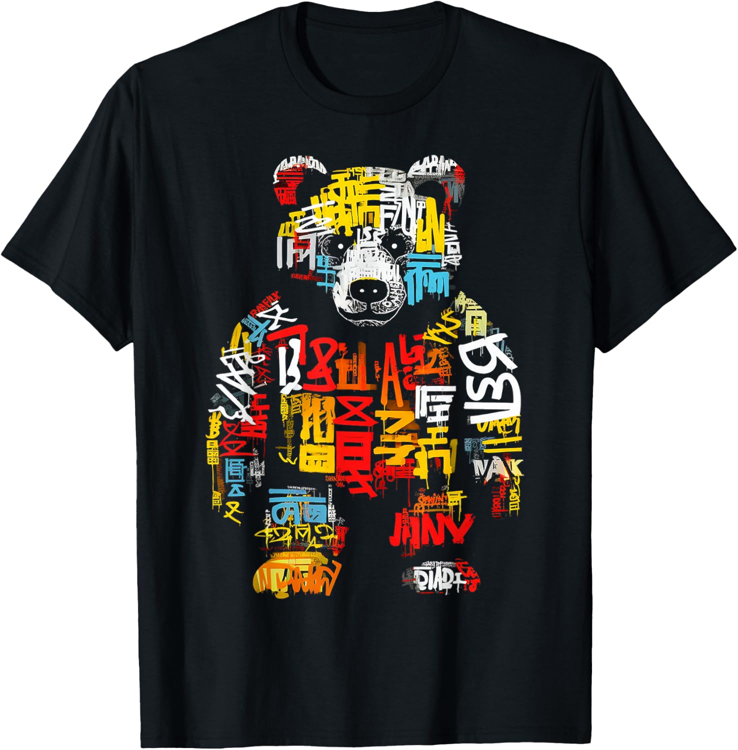 Bärentext Abstrakte Bunte Tierkunst Bär T-Shirt - T-Shirt | Black