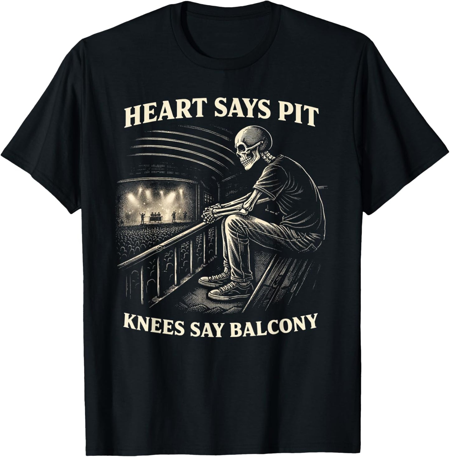 Funny Heart Says Pit Knees Say Balcony T-Shirt - T-Shirt | Black