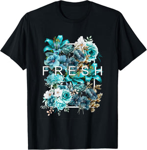 Teal Aqua Fresh BloomTeal Aqua Graphic T-Shirt - T-Shirt | Black