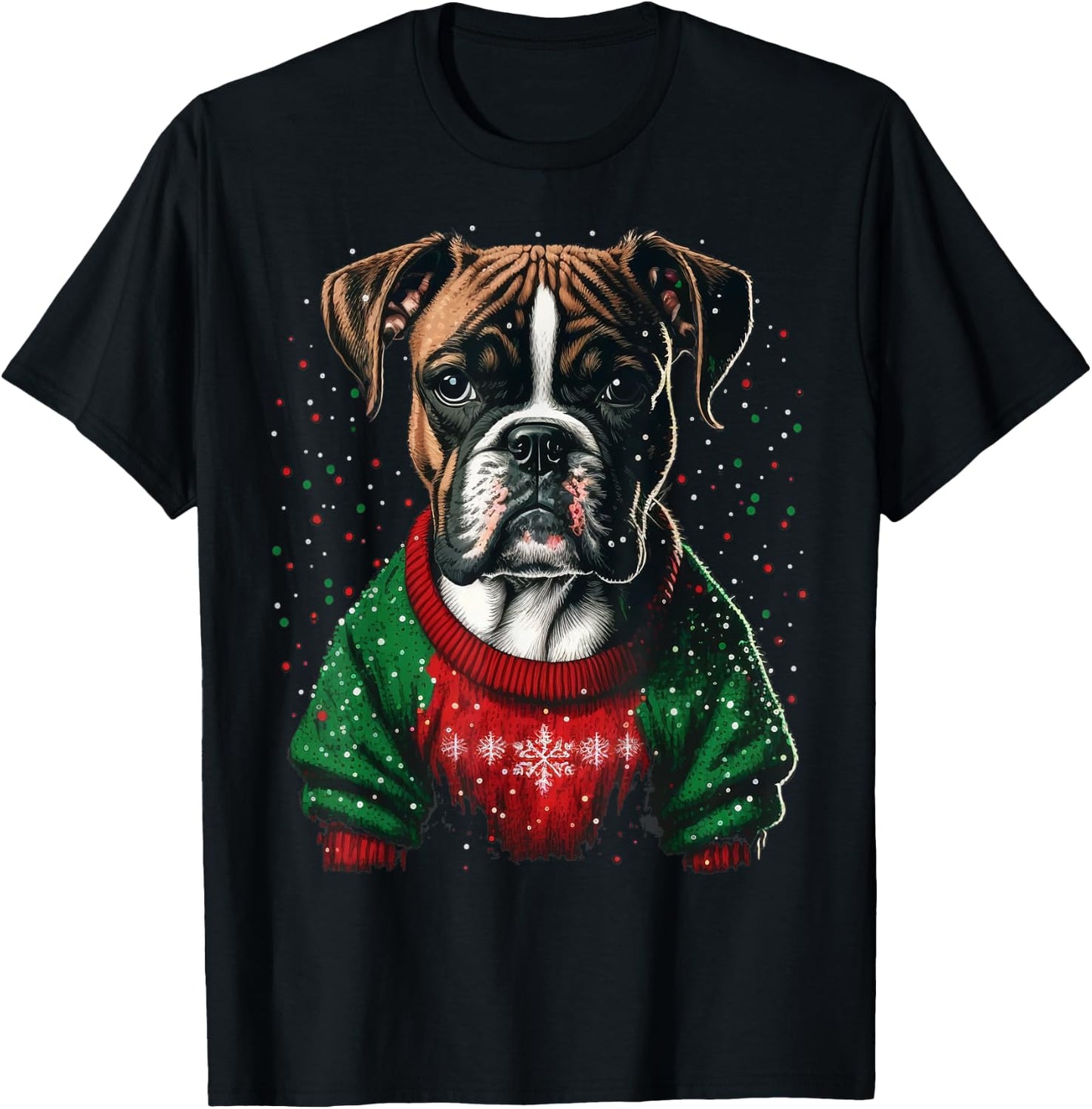 Xmas Boxer Dog Santa on Christmas Boxer Dog Women Kids T-Shirt - T-Shirt | Black