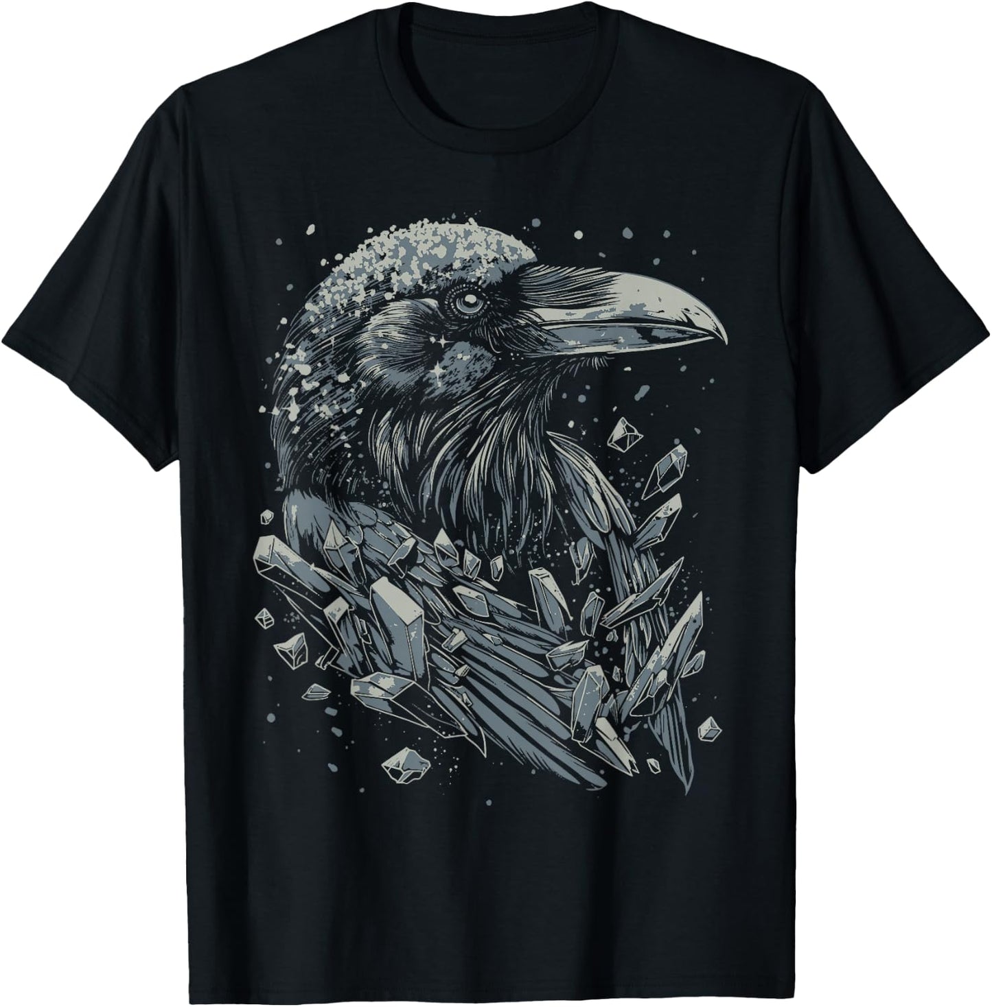 Crystal Raven | Pastel Goth Dark Academia Goblincore Witchy T-Shirt - T-Shirt | Black