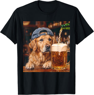 Golden Retriever Drinking Beer Funny Dog Meme T-Shirt - T-Shirt | Black