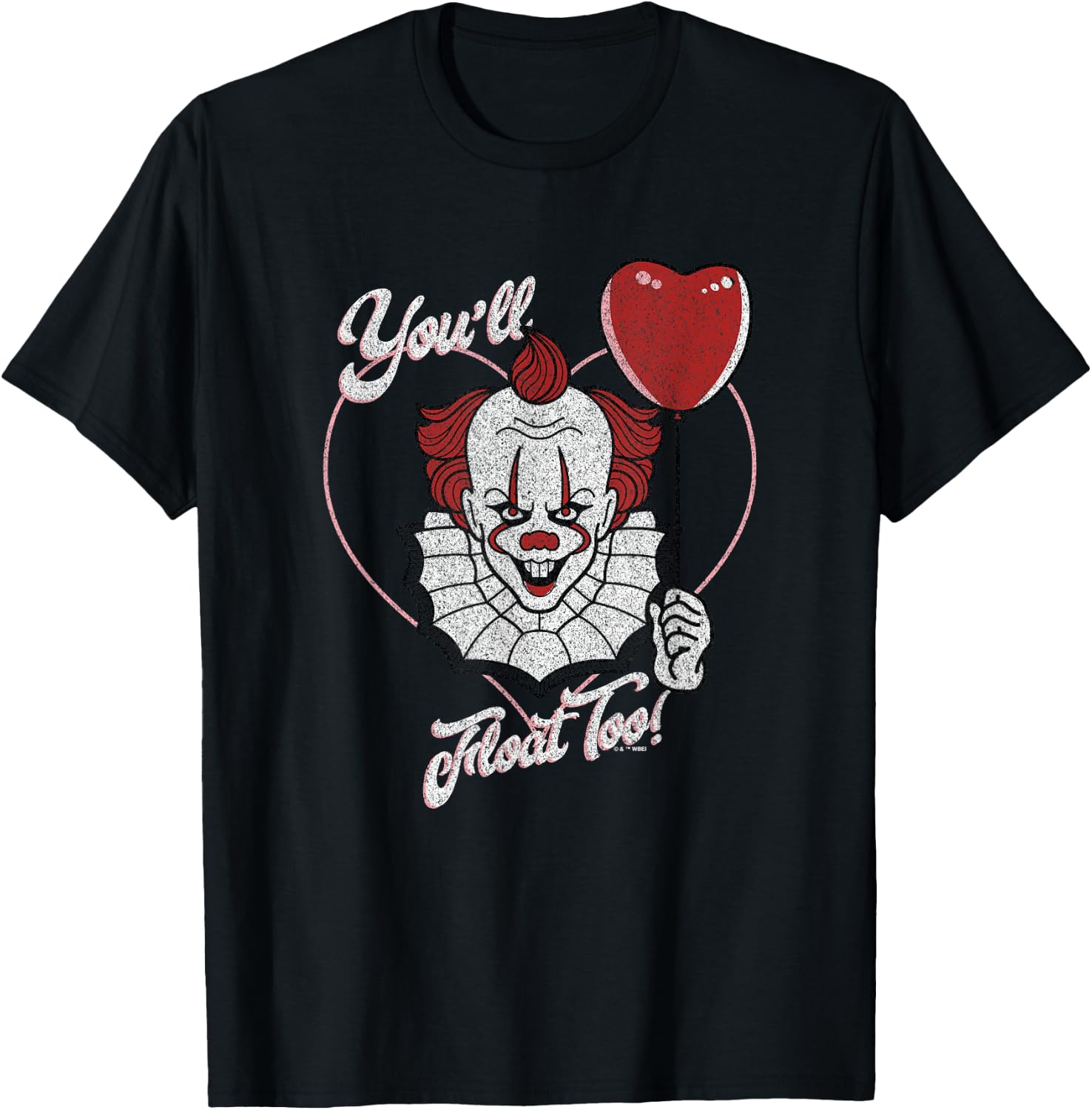 It Valentine's Day Pennywise You'll Float Too Heart Balloon T-Shirt - T-Shirt | Black
