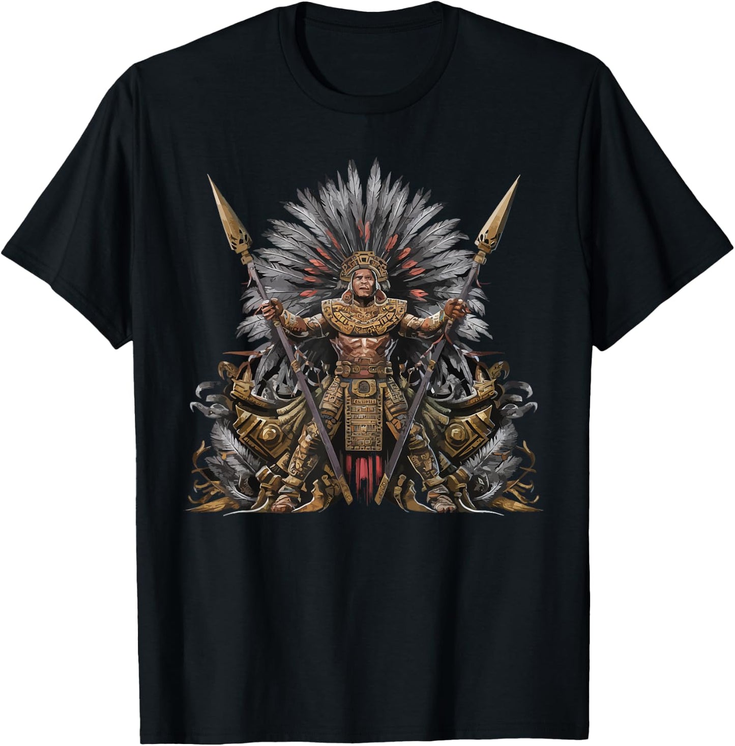 Aztec Warrior Mayan Indigenous Mexican Aztec Jaguar T-Shirt - T-Shirt | Black