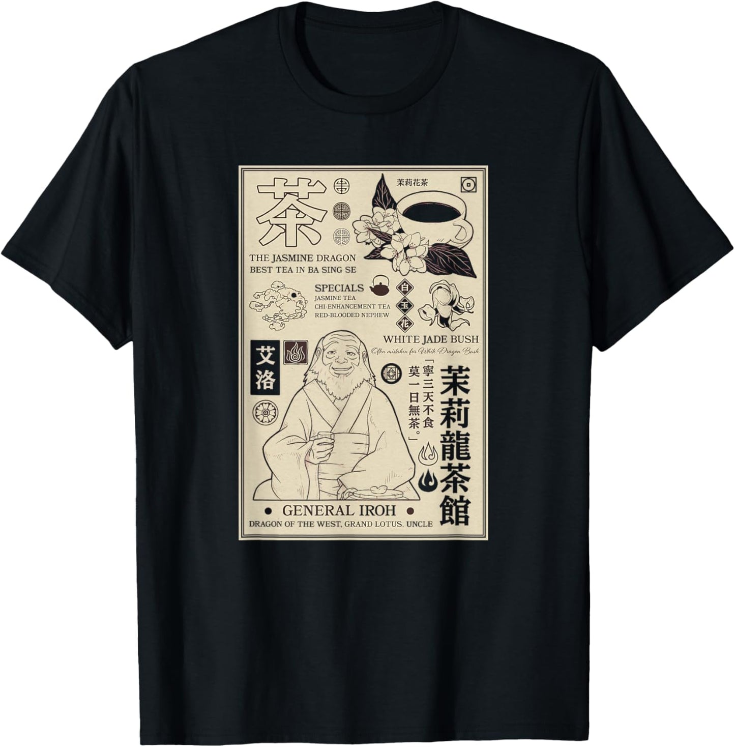 Avatar: The Last Airbender General Iroh Info Poster , red T-Shirt - T-Shirt | Black