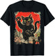Funny Giant Black Cat Japanese Kaiju Art T-Shirt - T-Shirt | Black
