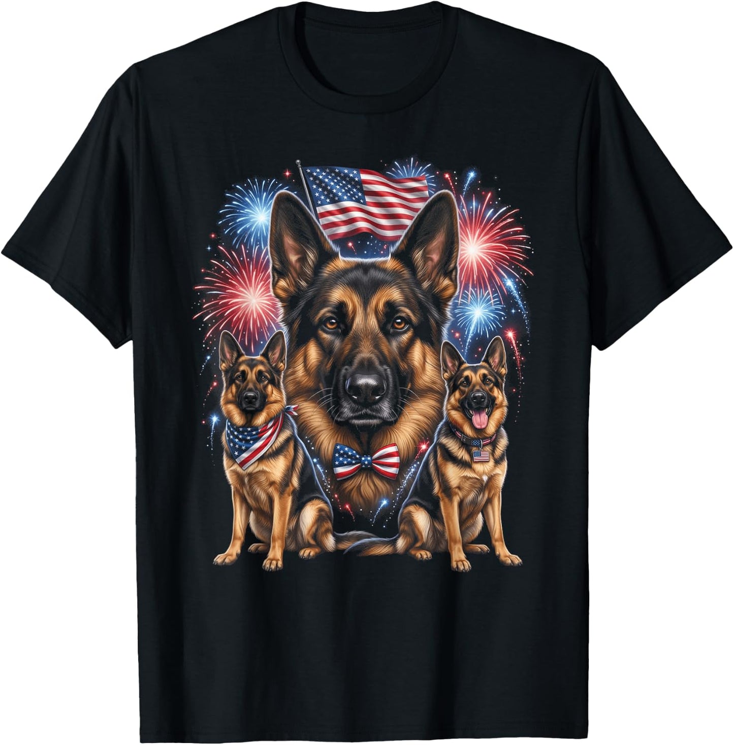 Patriotic German Shepherd 4th of July T-Shirt - T-Shirt | Black