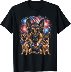 Patriotic German Shepherd 4th of July T-Shirt - T-Shirt | Black
