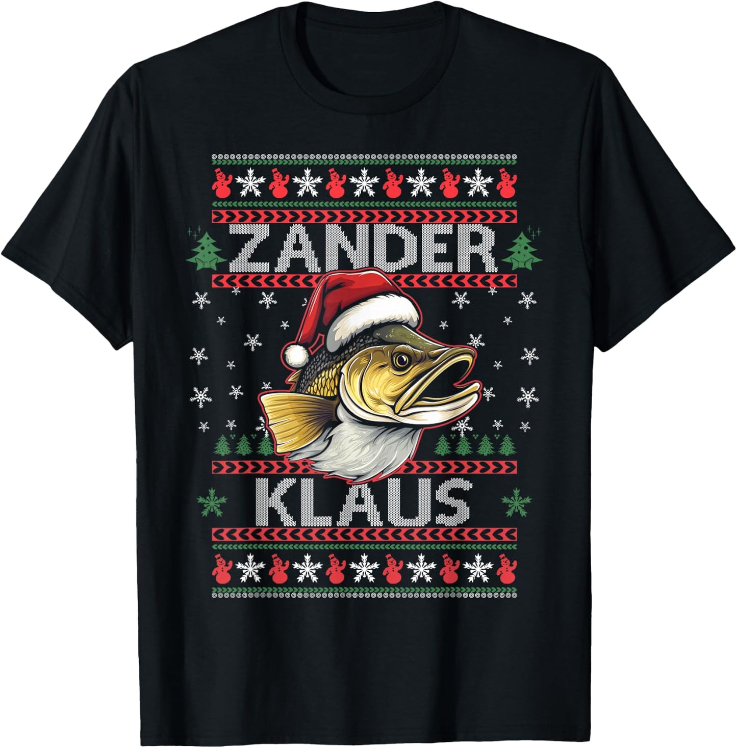 Zander Klaus I Funny Zander Fisherman Fishing Predator , black T-Shirt - T-Shirt | Black