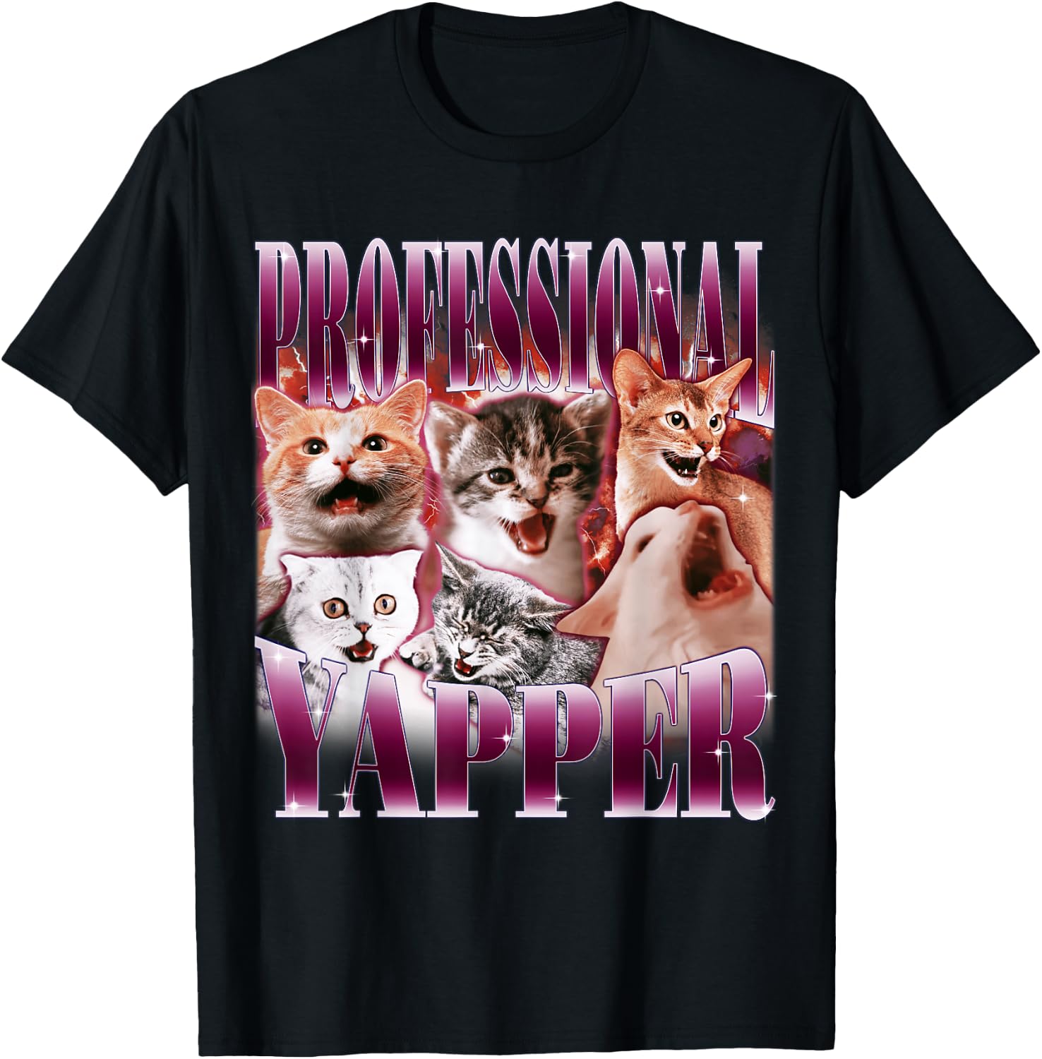 Professional Yapper Cat Funny Weird Specific Meme , black T-Shirt - T-Shirt | Black