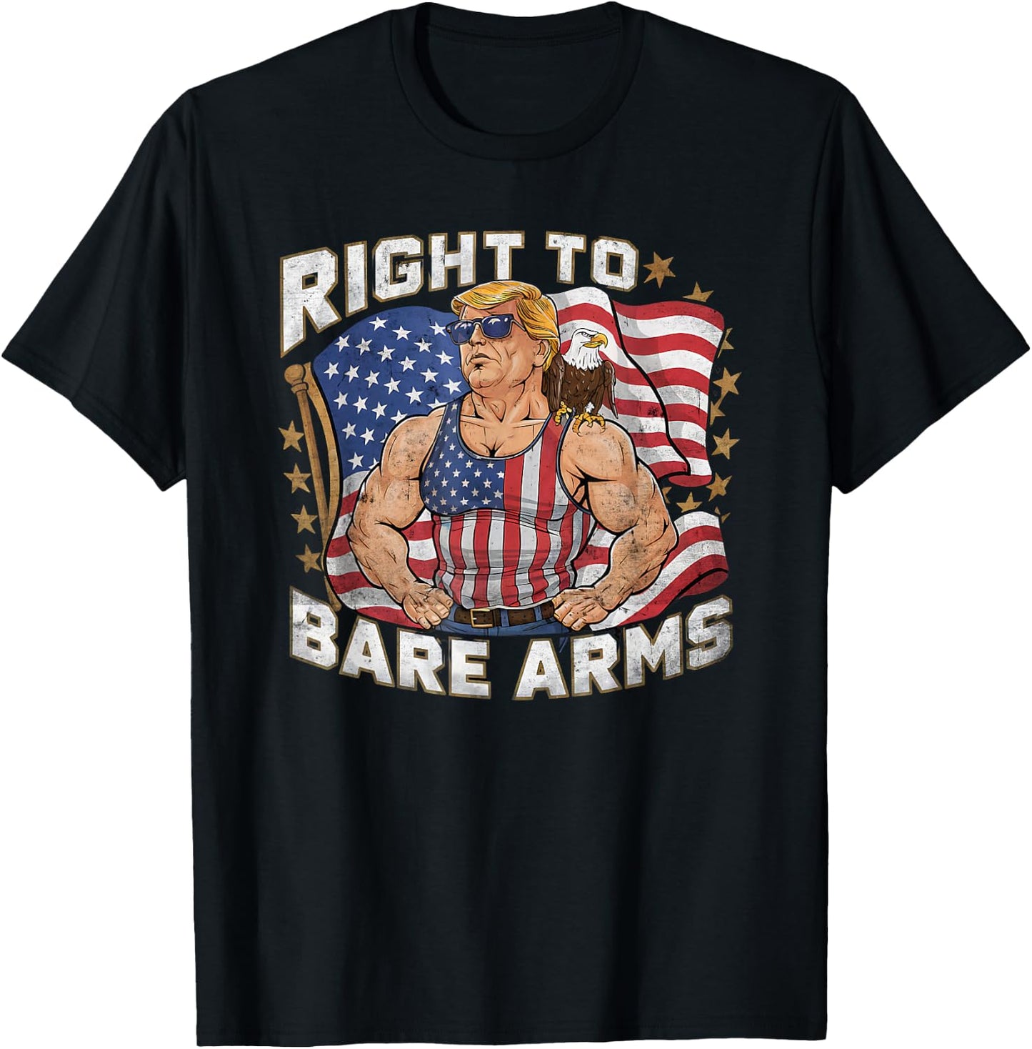 Right To Bare Arms 4th Of July Funny Gym Workout T-Shirt - T-Shirt | Black