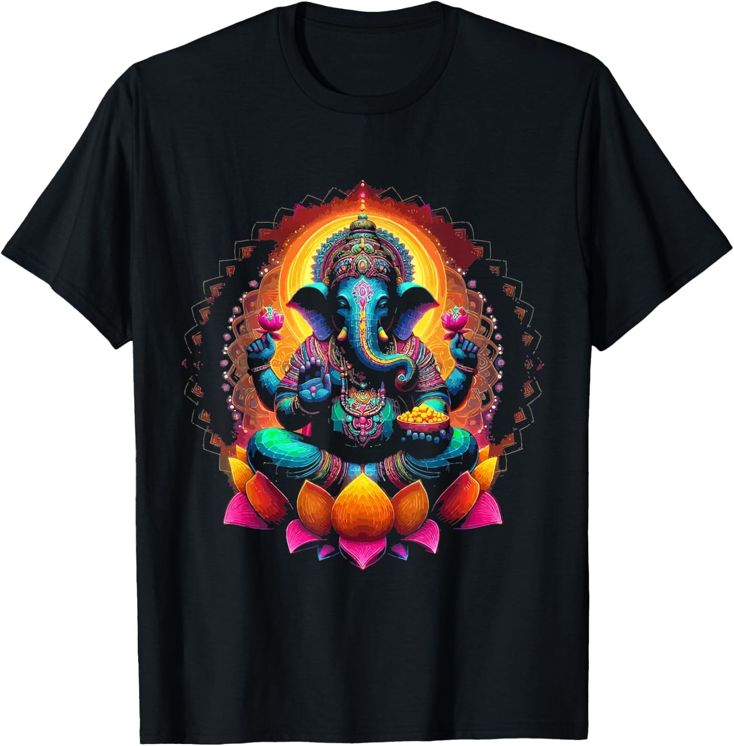 Ganesh Symbol Yoga Hindu Elephant God Ganesha Puja , black T-Shirt - T-Shirt | Black