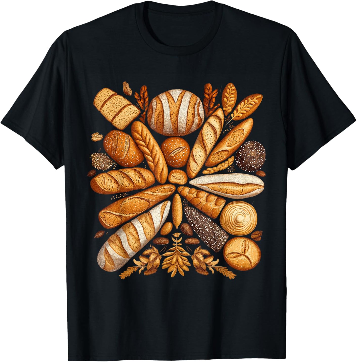 Artistic Arrangement of Bread Design Bakery T-Shirt - T-Shirt | Black