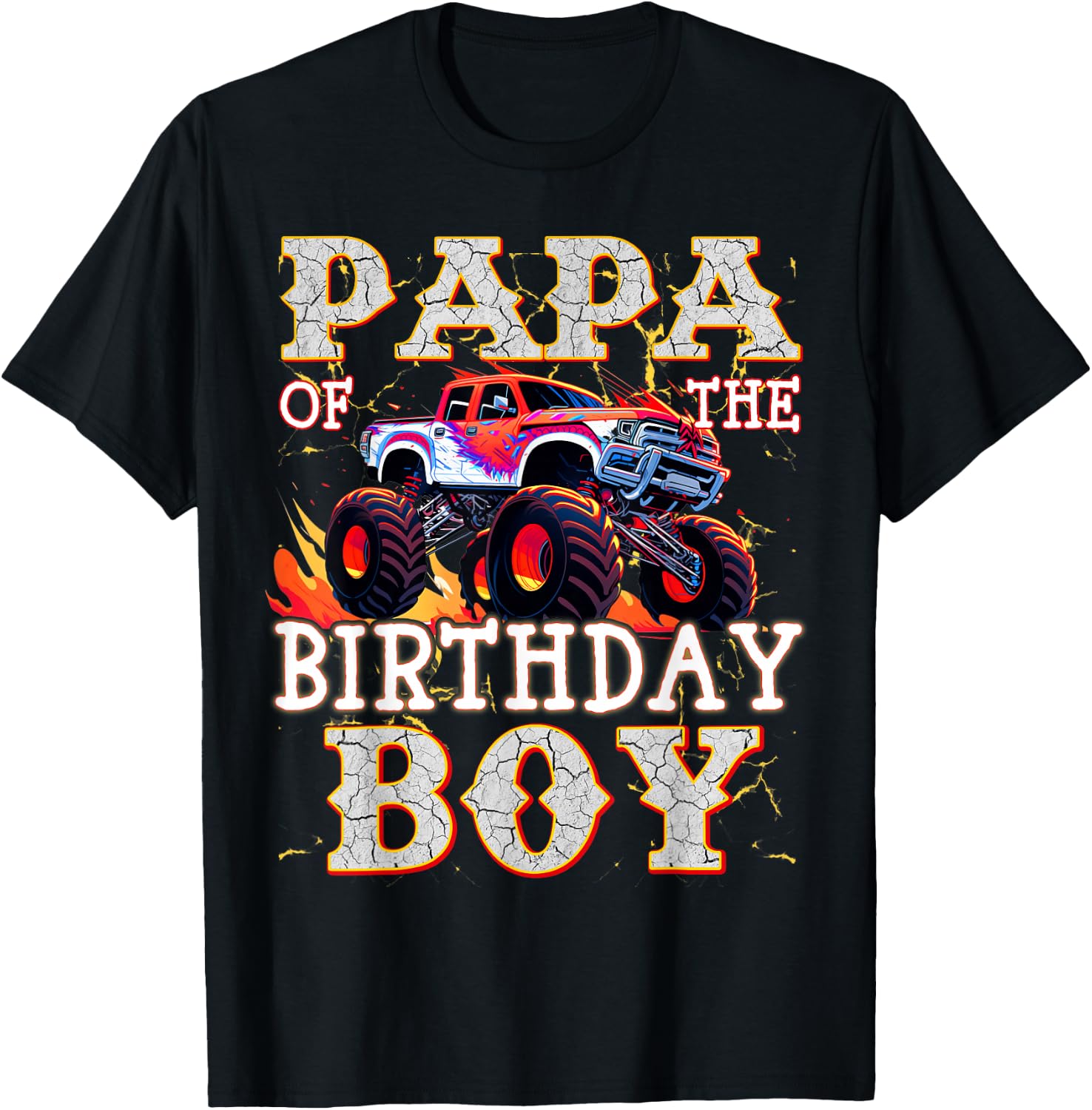 Papa of The Birthday Boy Monster Truck Birthday T-Shirt - T-Shirt | Black