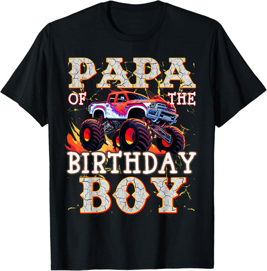 Papa of The Birthday Boy Monster Truck Birthday T-Shirt - T-Shirt | Black
